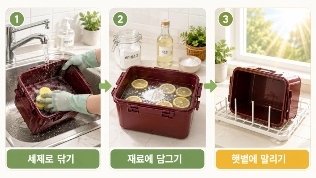 김치통 냄새 제거, 집에 있는 재료 5가지로 끝내기 3 김치통냄새제거3